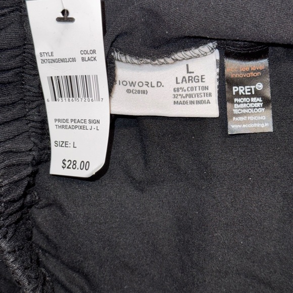 Bioworld Black Athletic Shorts with Colorful Peace Sign - Picture 8 of 9